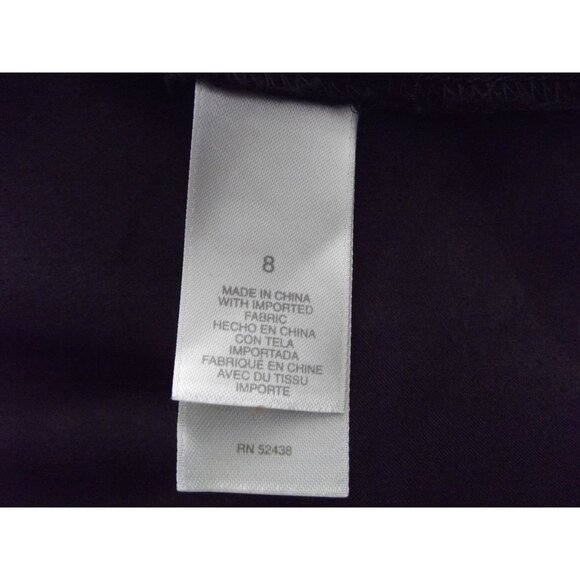 Liz Claiborne Dress Womens Sz 8 Black Drape Neck Flowy Midi Short Sleeve Elegant - Picture 10 of 11